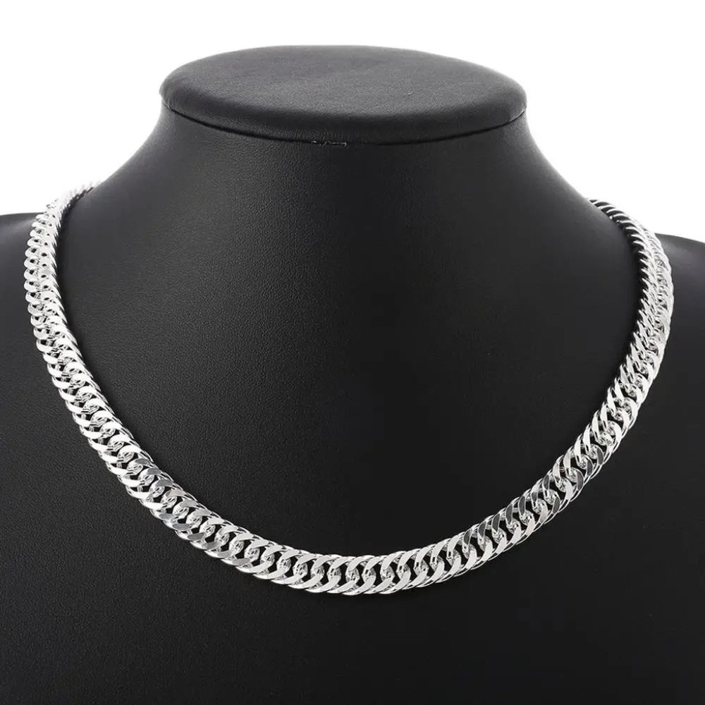 Men's Miami Cuban Link 20" Chain and 8" Bracelet Combo Stamped 925 Sterl. Silver - Picture 3 of 6